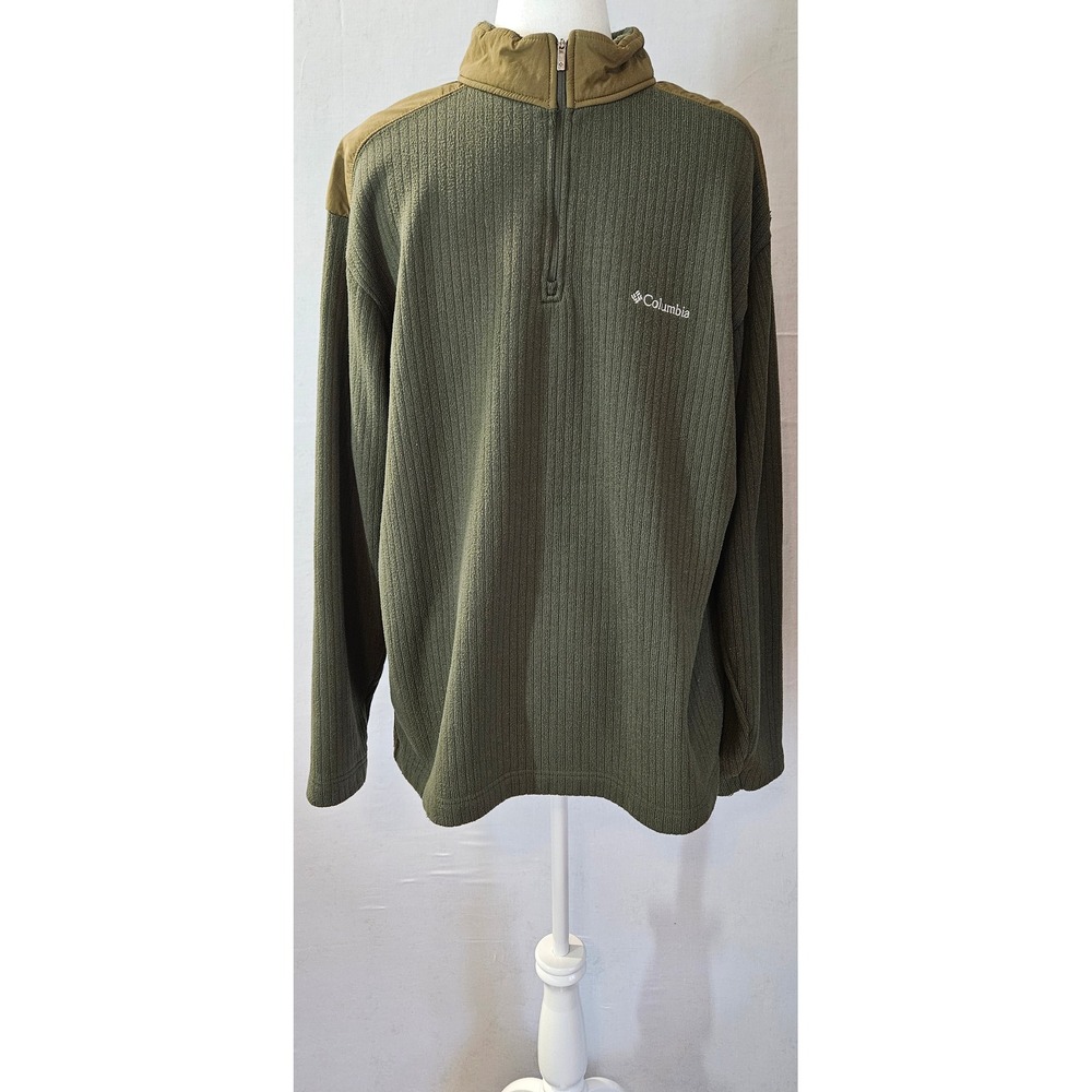 Columbia Mens XXL Green Ribbed Quarter Zip Fleece Pullover AM6781